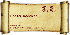 Barta Radomér névjegykártya